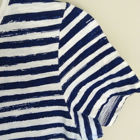 Talbots Sequined Pineapple Blue & White Striped Short-Sleeve Cotton Tee - Picture 9 of 9